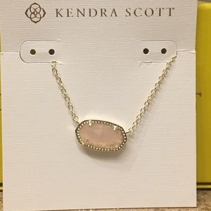 Kendra Scott Elisa Necklace Gold Chain Rose Quartz